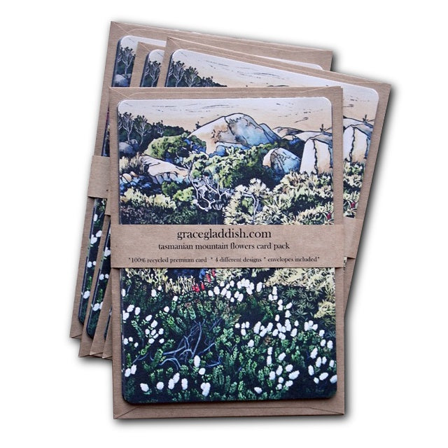 Trees 4 The Wood - Card Pack of 4 - Tasmanian Mountain Flowers