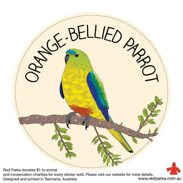 Red Parka - Sticker - Orange-Bellied Parrot