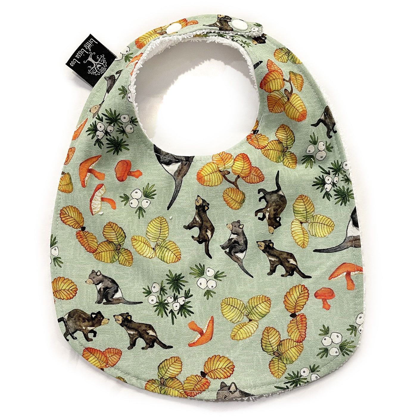 Little Lissa Loo - Bosa Art Children's Bib - Tassie Devil & Fagus