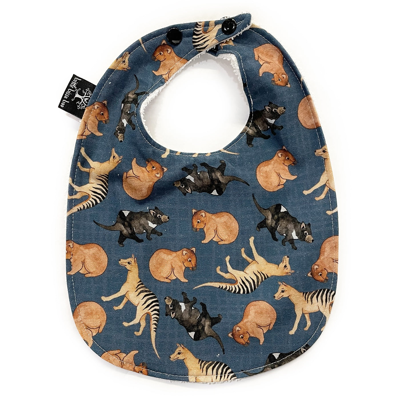 Little Lissa Loo - Bosa Art Children's Bib - Tassie Animals (Blue)
