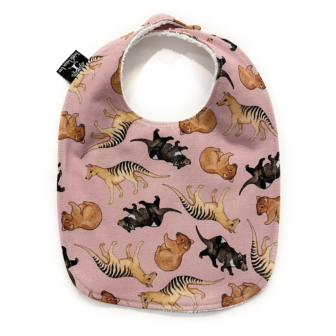 Little Lissa Loo - Bosa Art Children's Bib - Tassie Animals (Pink)