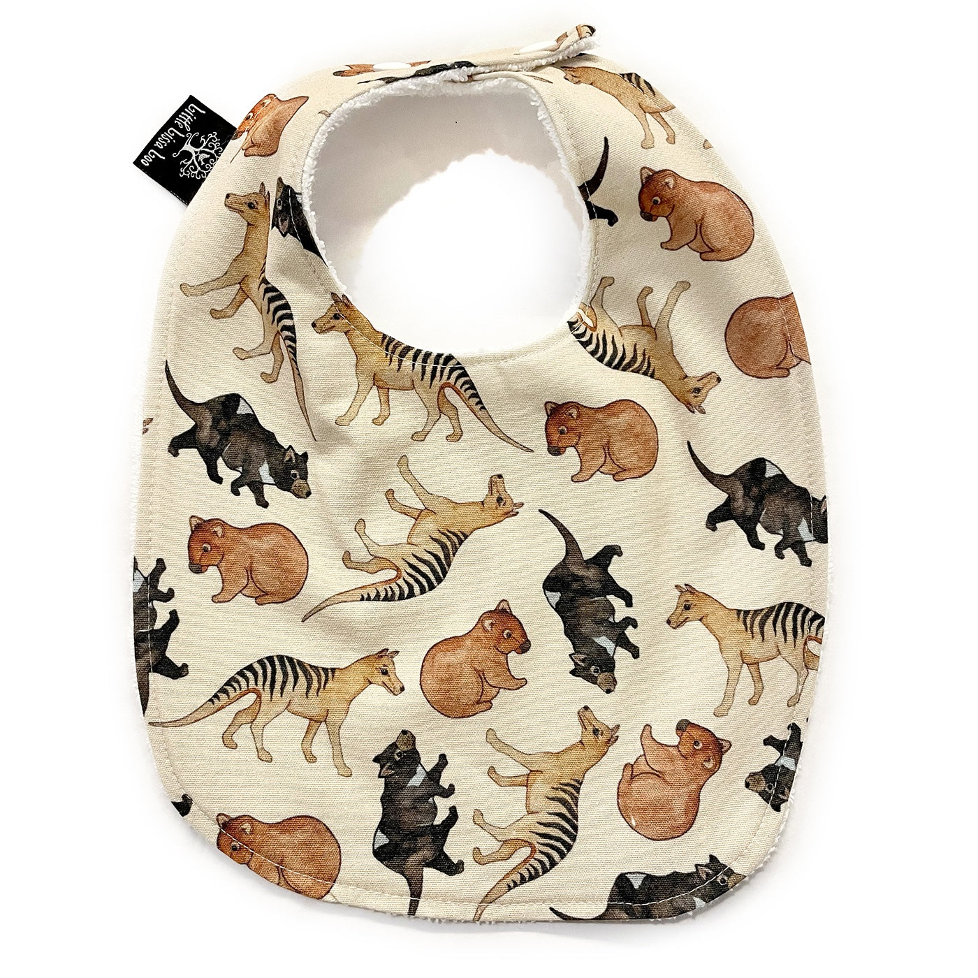 Little Lissa Loo - Bosa Art Children's Bib - Tassie Animals (Bone)