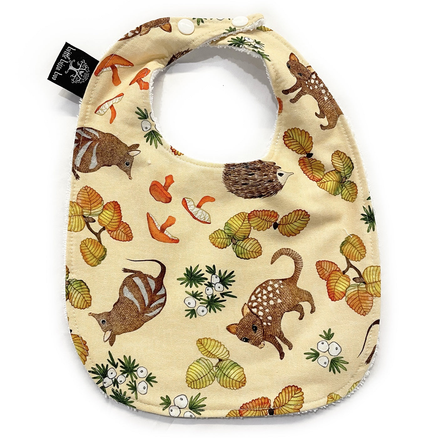 Little Lissa Loo - Bosa Art Children's Bib - Tassie Quoll & Fagus