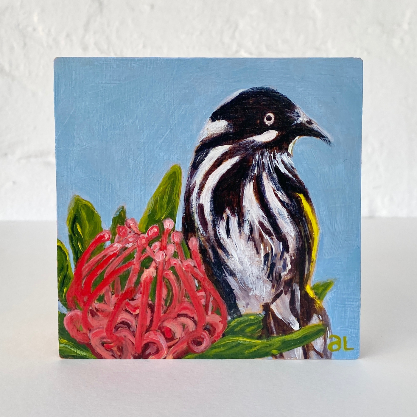 Averill Lawler - New Holland Honeyeater & Telopea Truncata (Tasmanian Waratah) 2