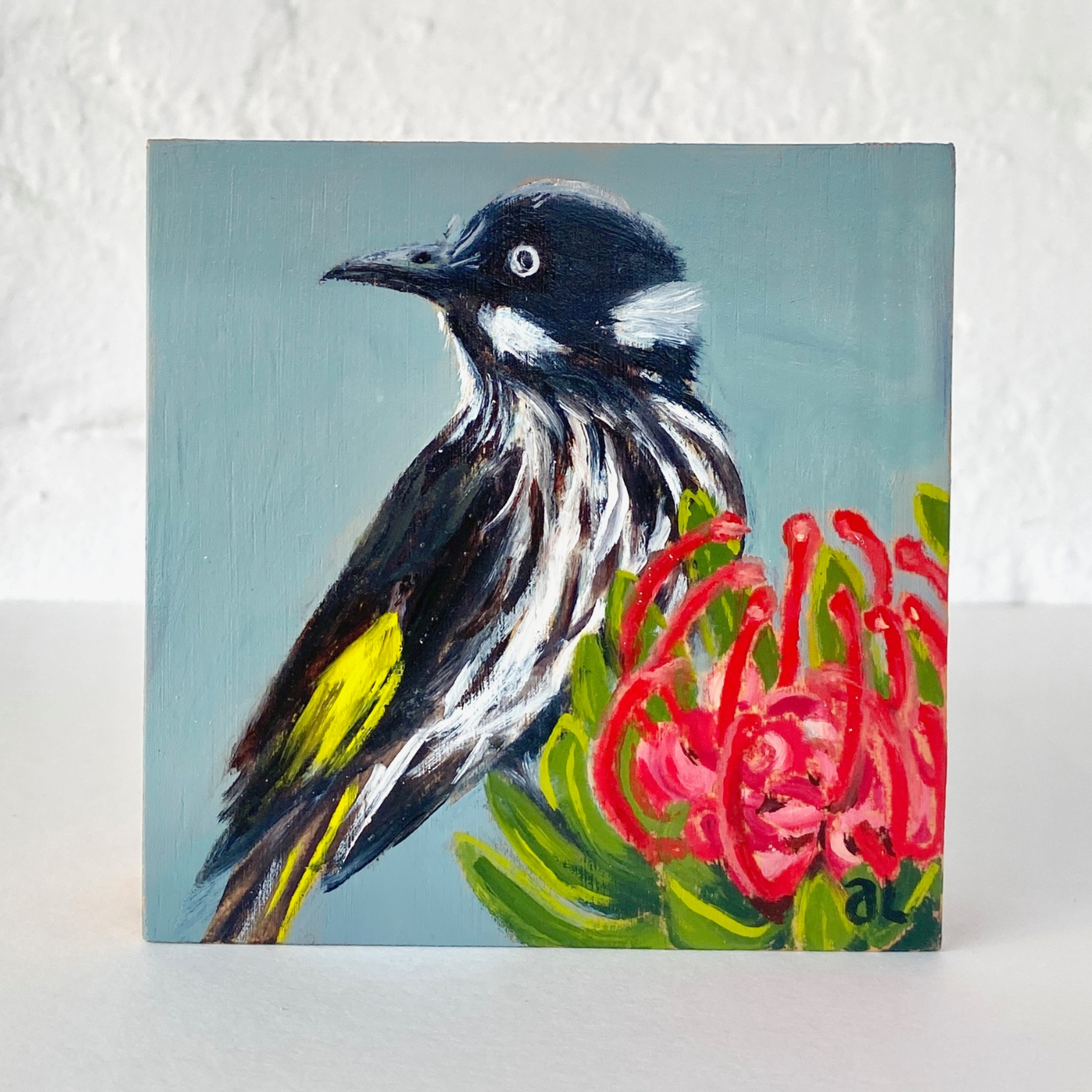 Averill Lawler - New Holland Honeyeater & Telopea Truncata (Tasmanian Waratah) 1