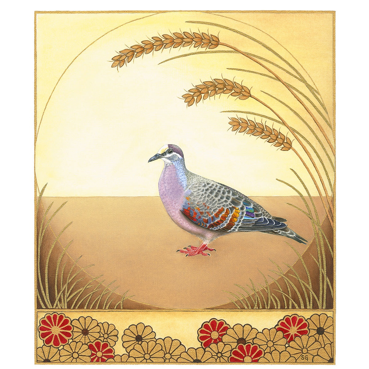 Sylvie Gerozisis - Birds of Tasmania - Oil Painting Art Print - The Common Bronzewing