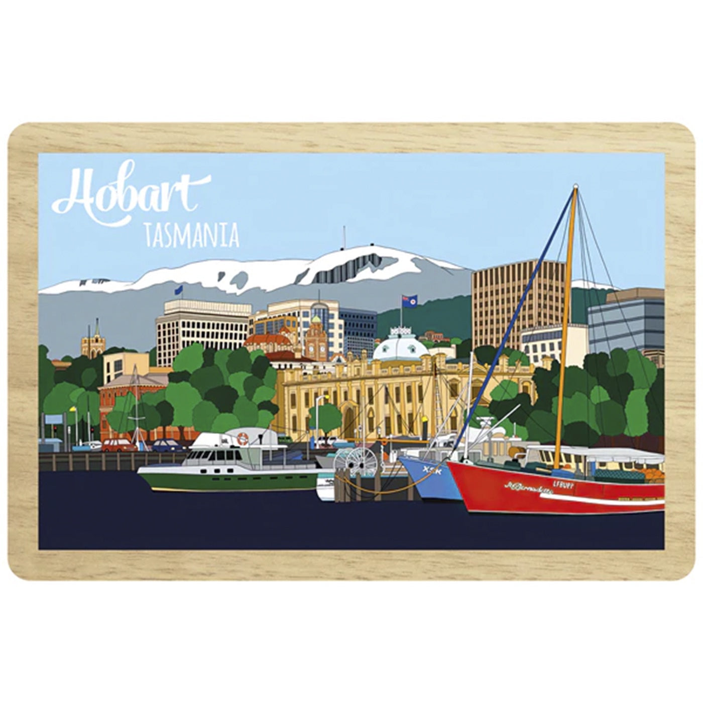 Red Parka - Wooden Magnet - Hobart