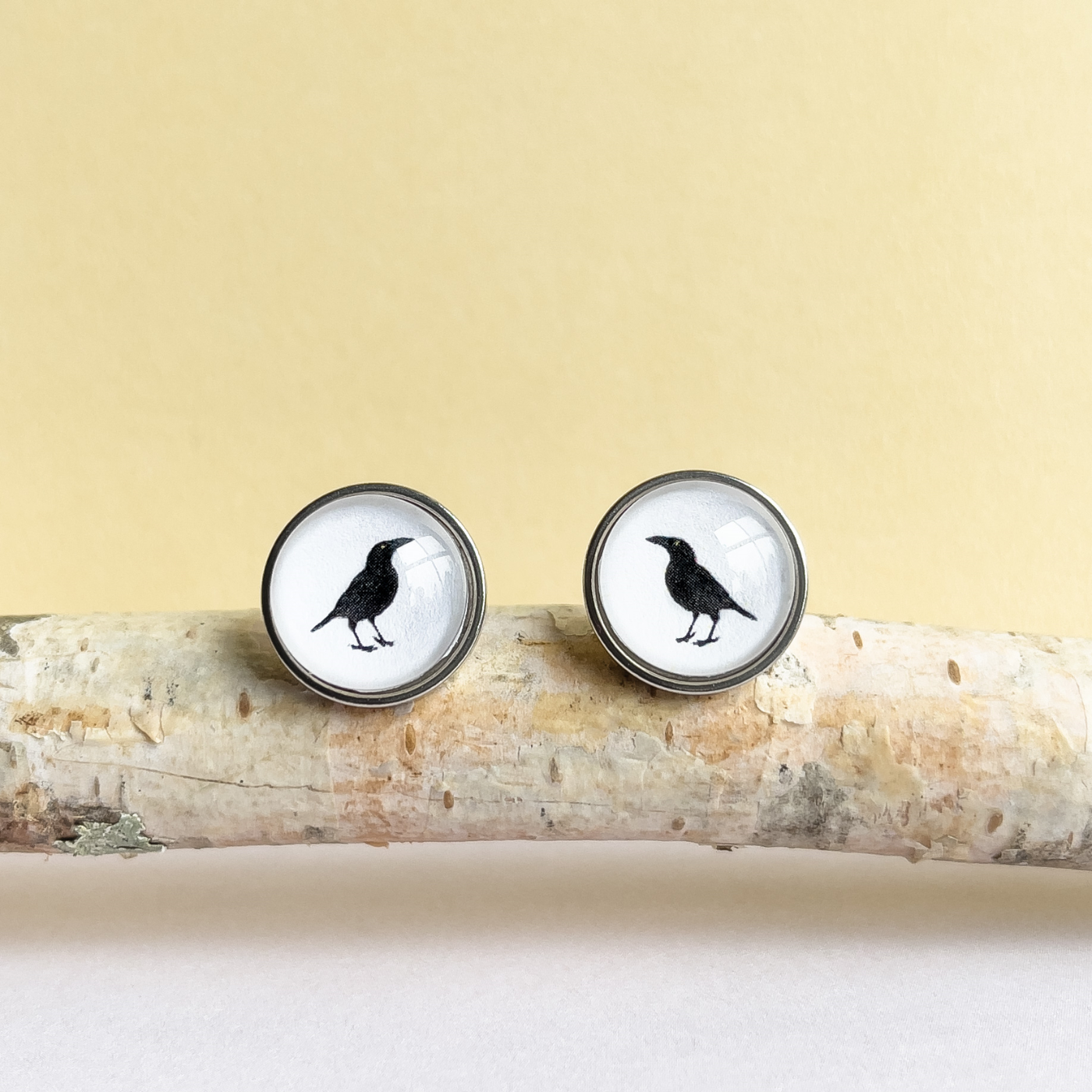 Myrtle & Me - Stud Earrings - Black Currawong