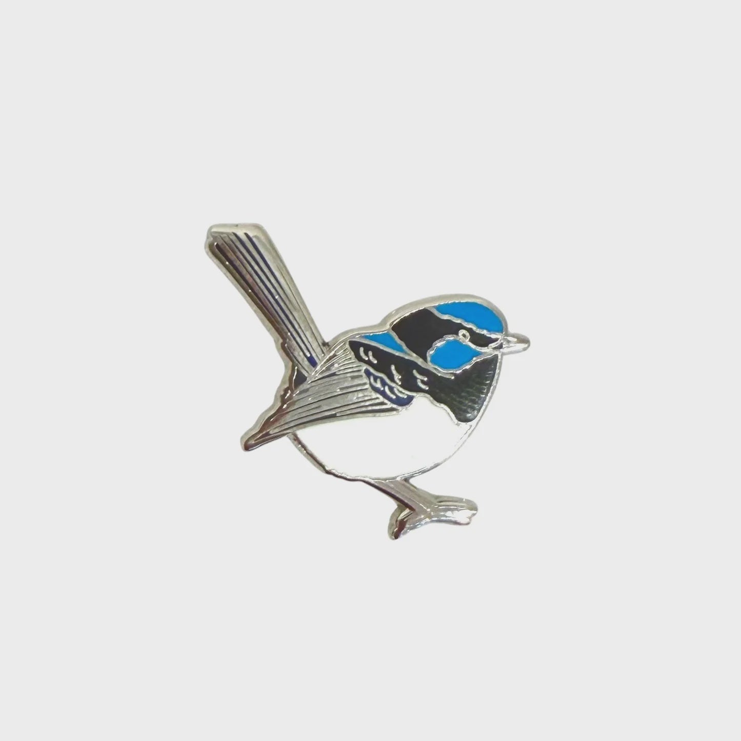 Red Parka - Enamel Pin - Superb Fairy Wren (White)