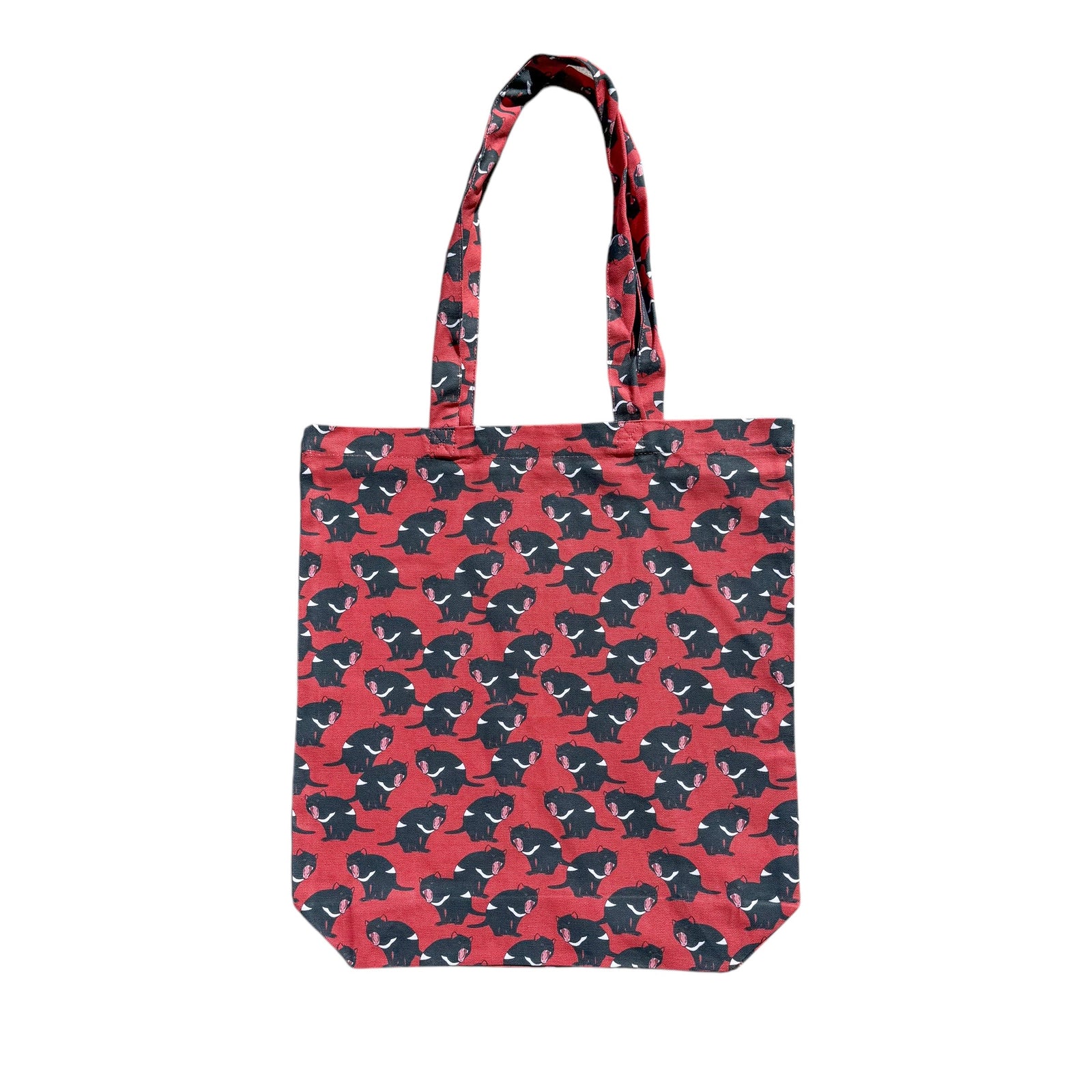 Red Parka - Tote Bag - Tasmanian Devil Pattern