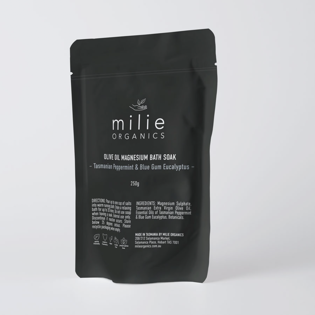 Milie Organics - Olive Oil Magnesium Soak - Tasmanian Peppermint & Blue Gum Eucalyptus