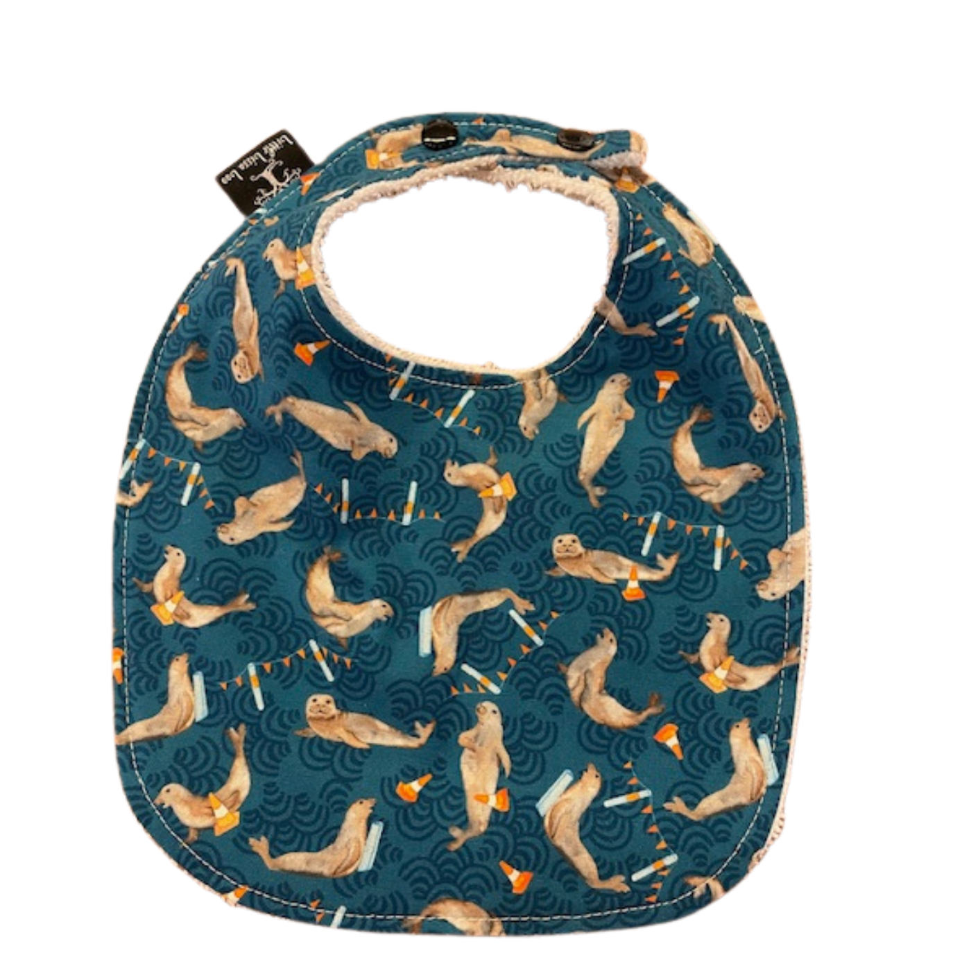Little Lissa Loo - Bosa Art Children's Bib - Neil the Seal (Blue)