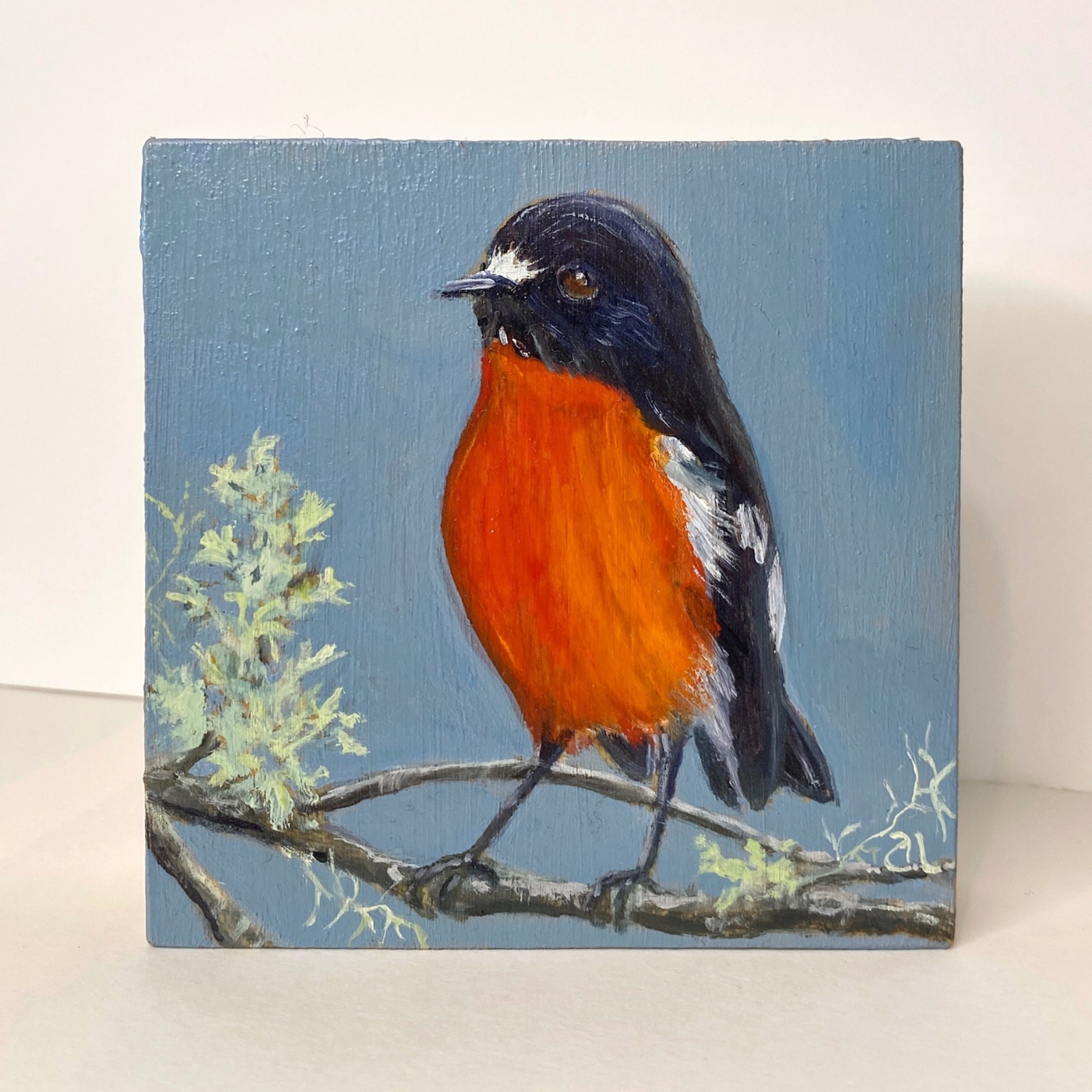 Averill Lawler - Flame Robin & Lichen 2