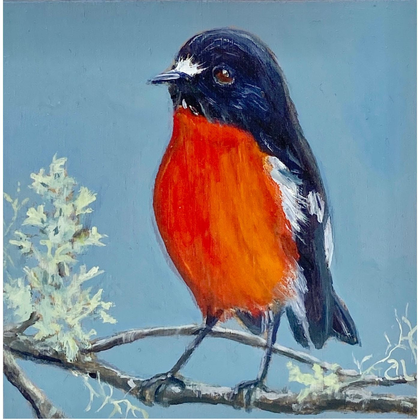 Averill Lawler - Flame Robin & Lichen 2