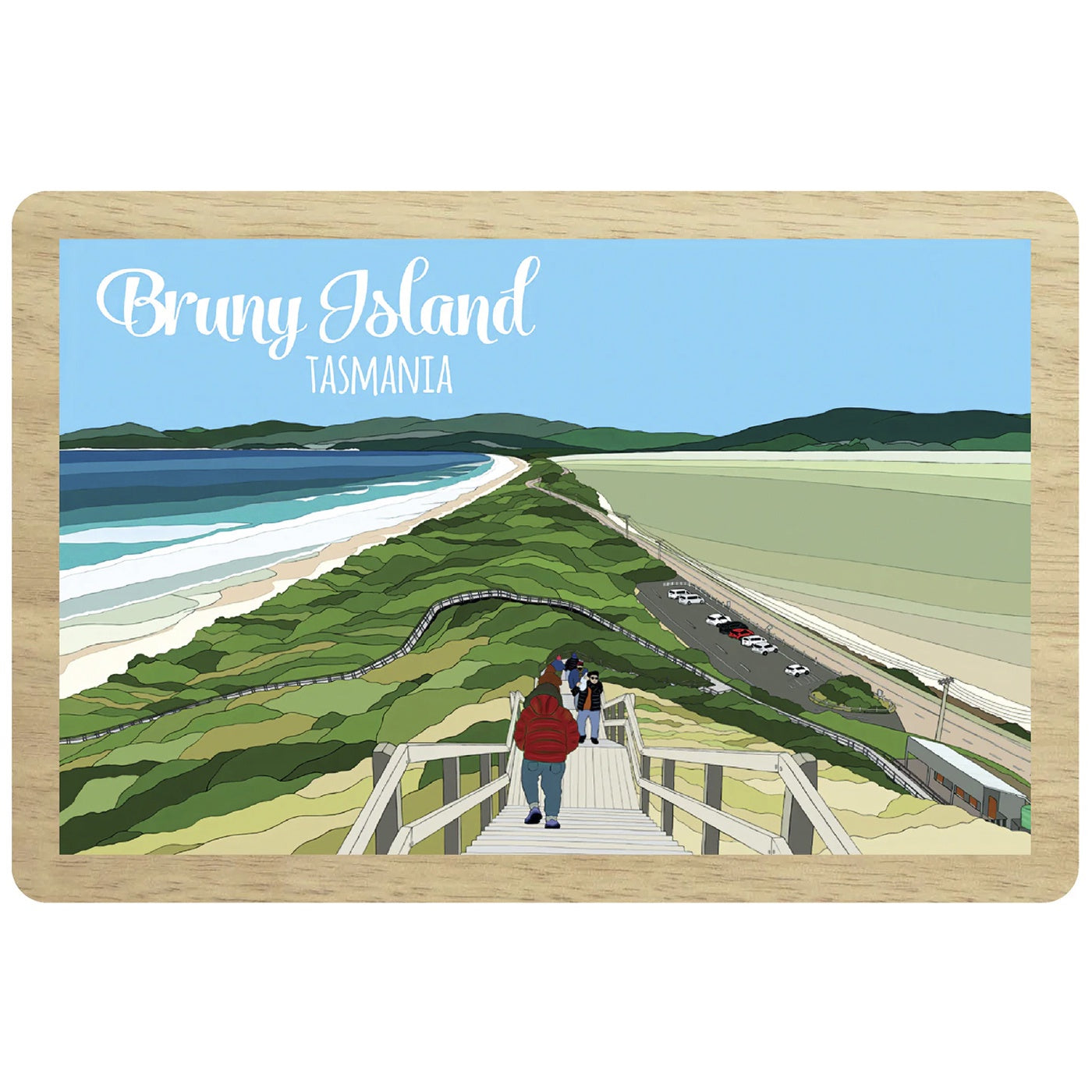 Red Parka - Wooden Magnet - Bruny Island