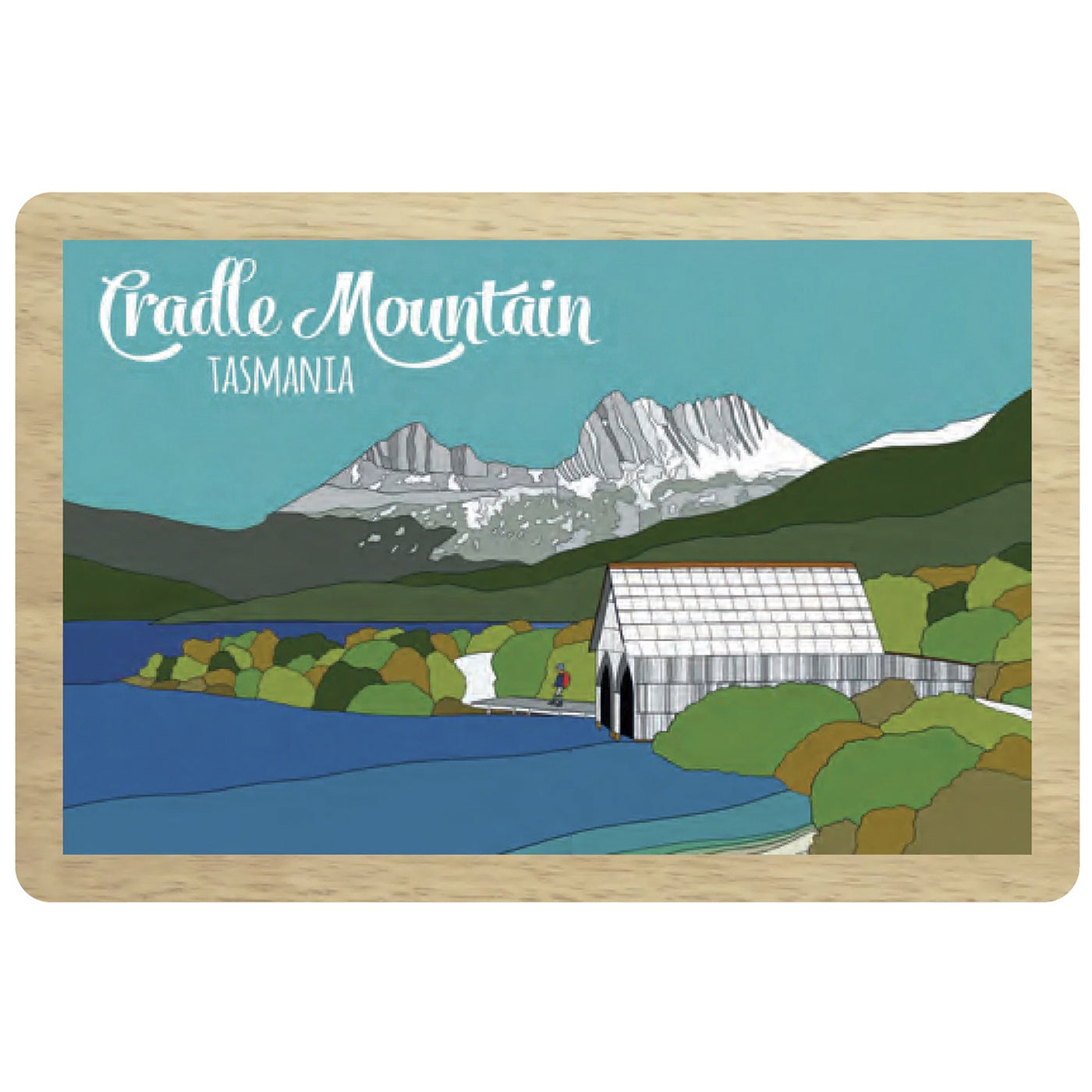 Red Parka - Wooden Magnet - Cradle Mountain