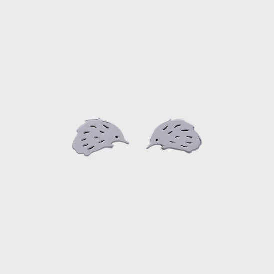 Red Parka - Stud Earrings - Recycled Sterling Silver - Echidna