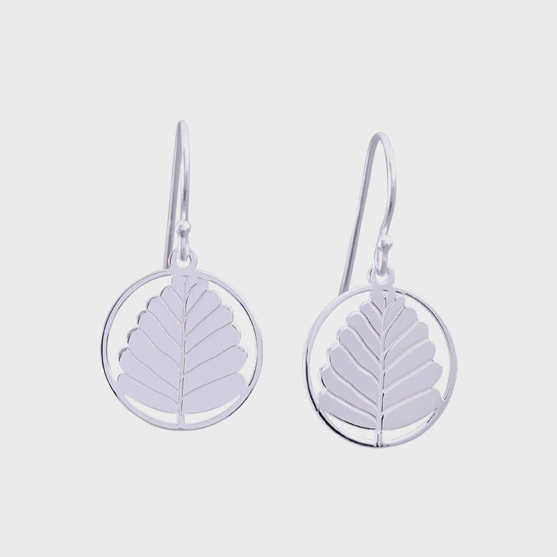 Red Parka - Drop Earrings - Recycled Sterling Silver - Fagus  Leaves