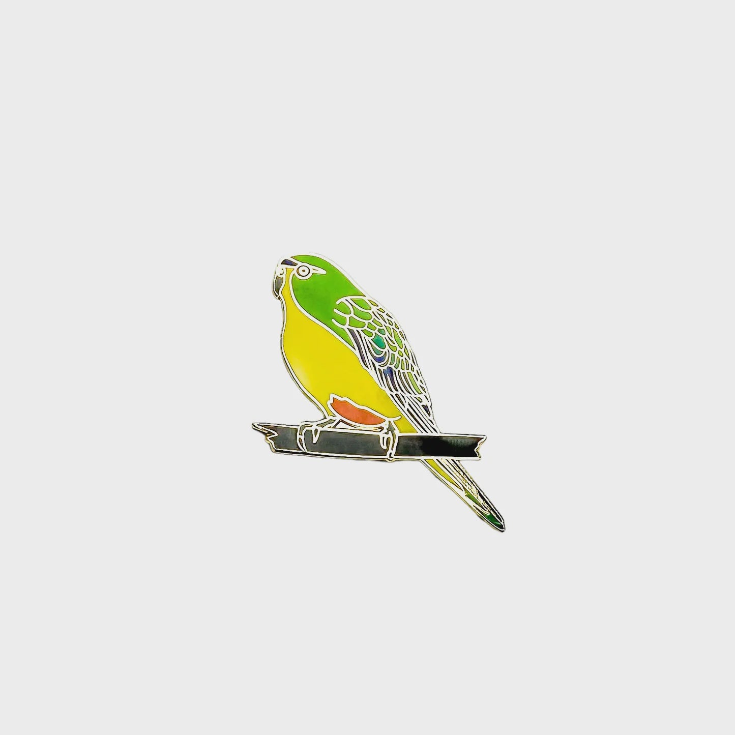 Red Parka - Enamel Pin - Orange Bellied Parrot