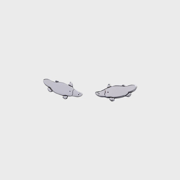 Red Parka - Stud Earrings - Recycled Sterling Silver - Platypus