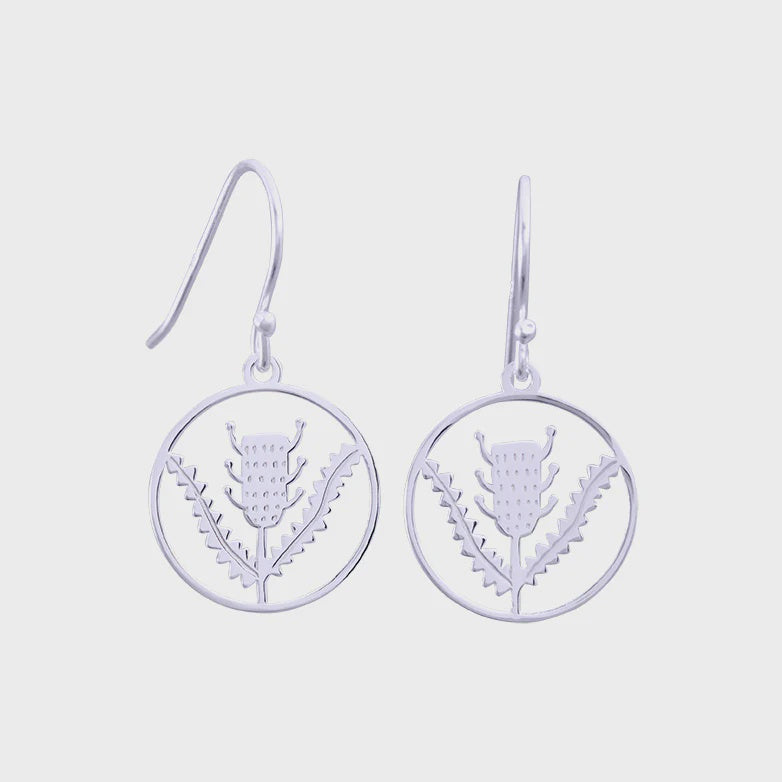 Red Parka - Drop Earrings - Recycled Sterling Silver - Banksia