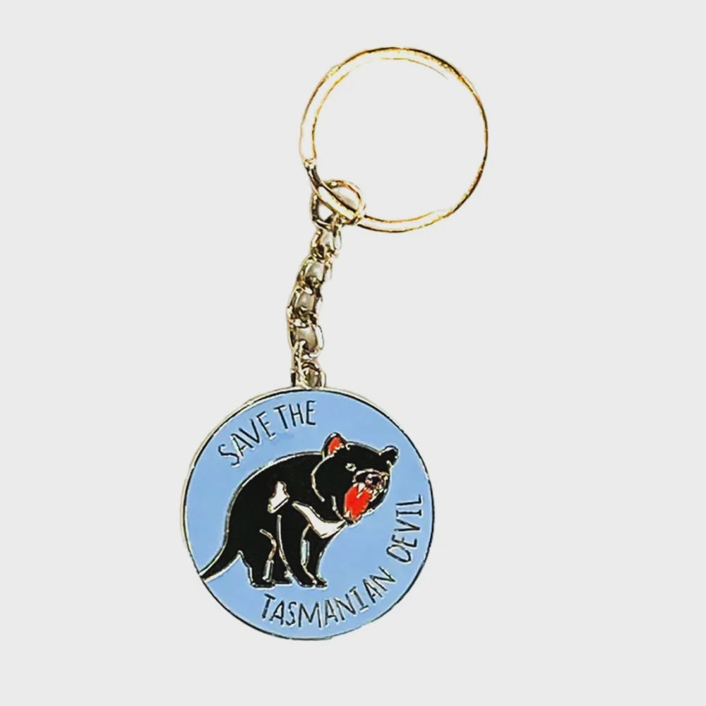 Red Parka - Enamel Keyring - Save the Tasmanian Devil