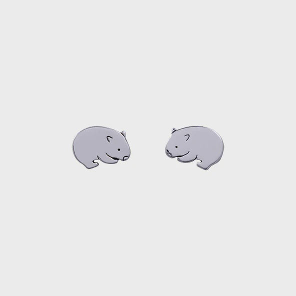 Red Parka - Stud Earrings - Recycled Sterling Silver - Wombat