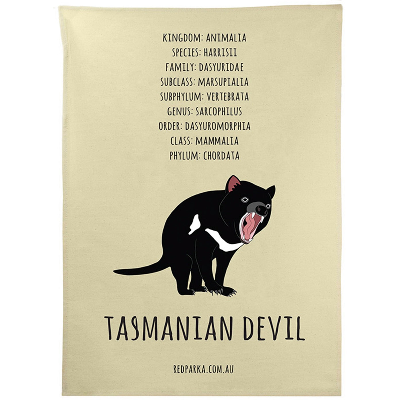 Red Parka - Tea Towel - Tasmanian Devil
