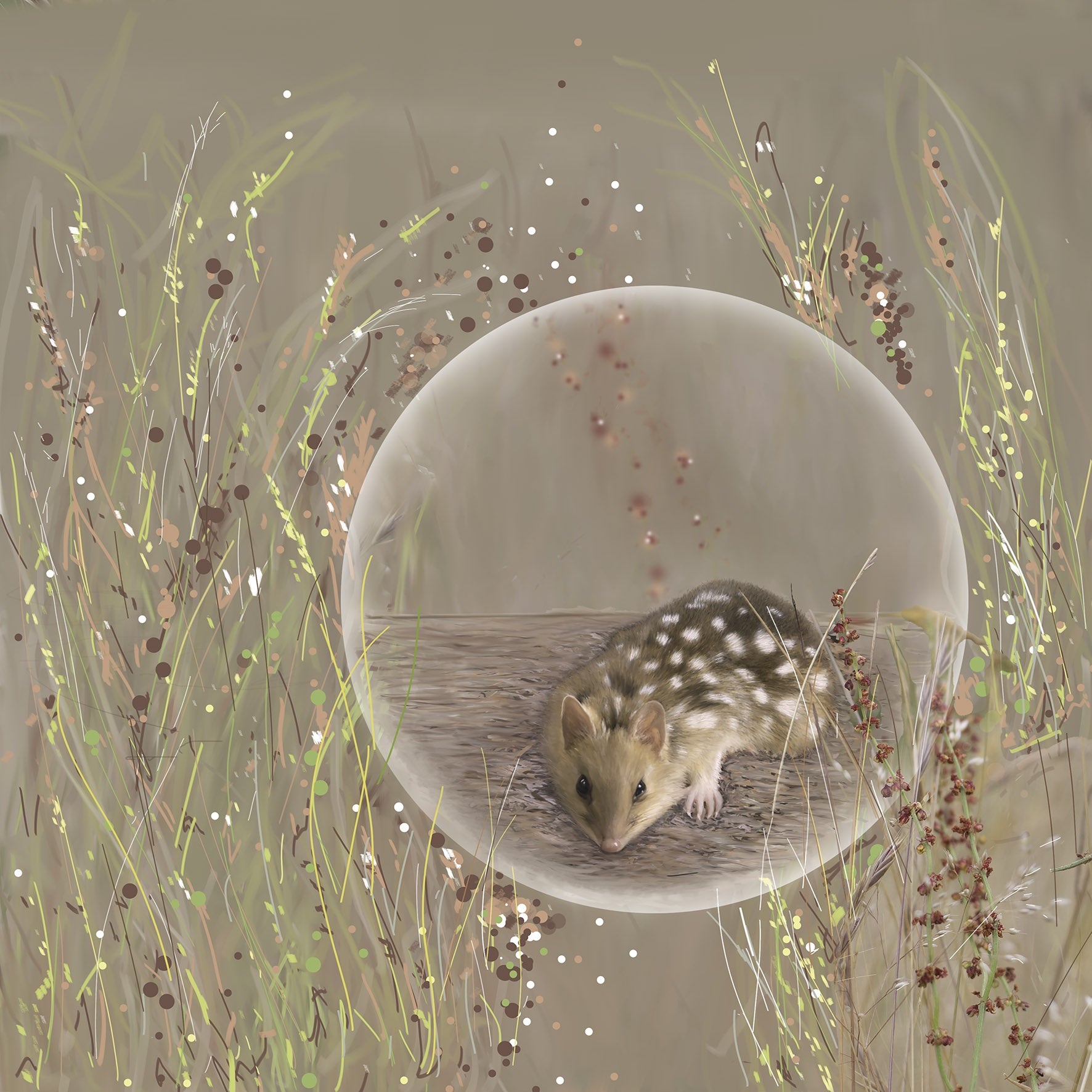 Emma Coombes - Quoll in Summer Grass