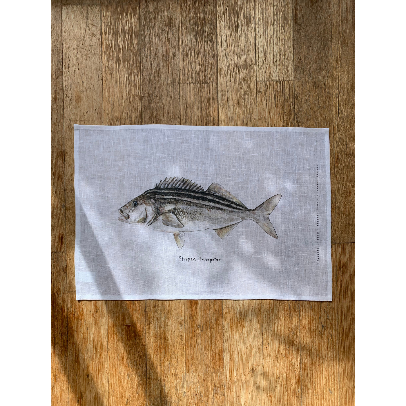 Bobby Seaford - Tea Towel - Striped Trumpeter - White