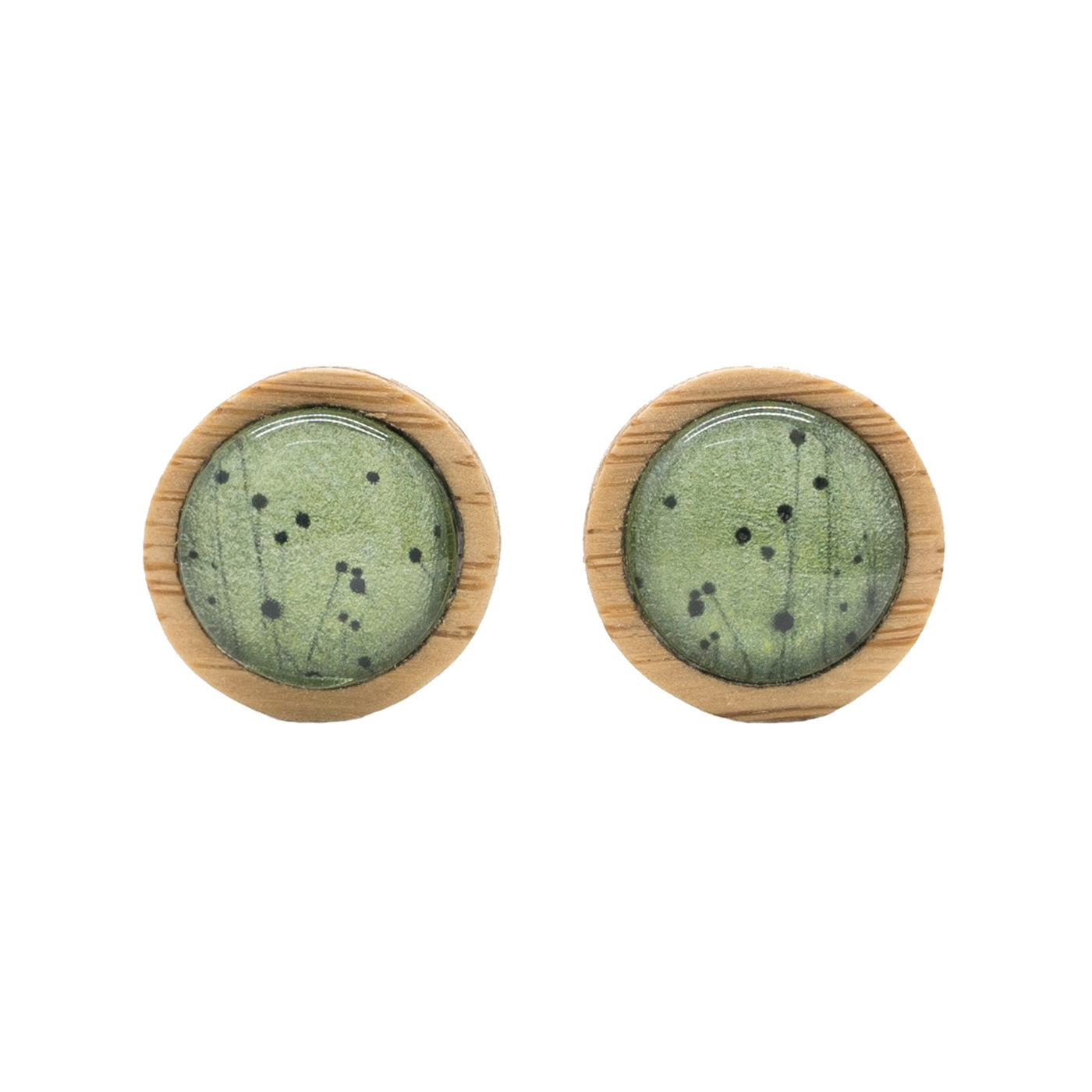 Myrtle & Me - Stud Earrings - Buttongrass - Metallic Green