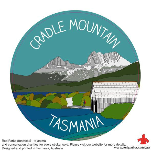 Red Parka - Sticker - Cradle Mountain