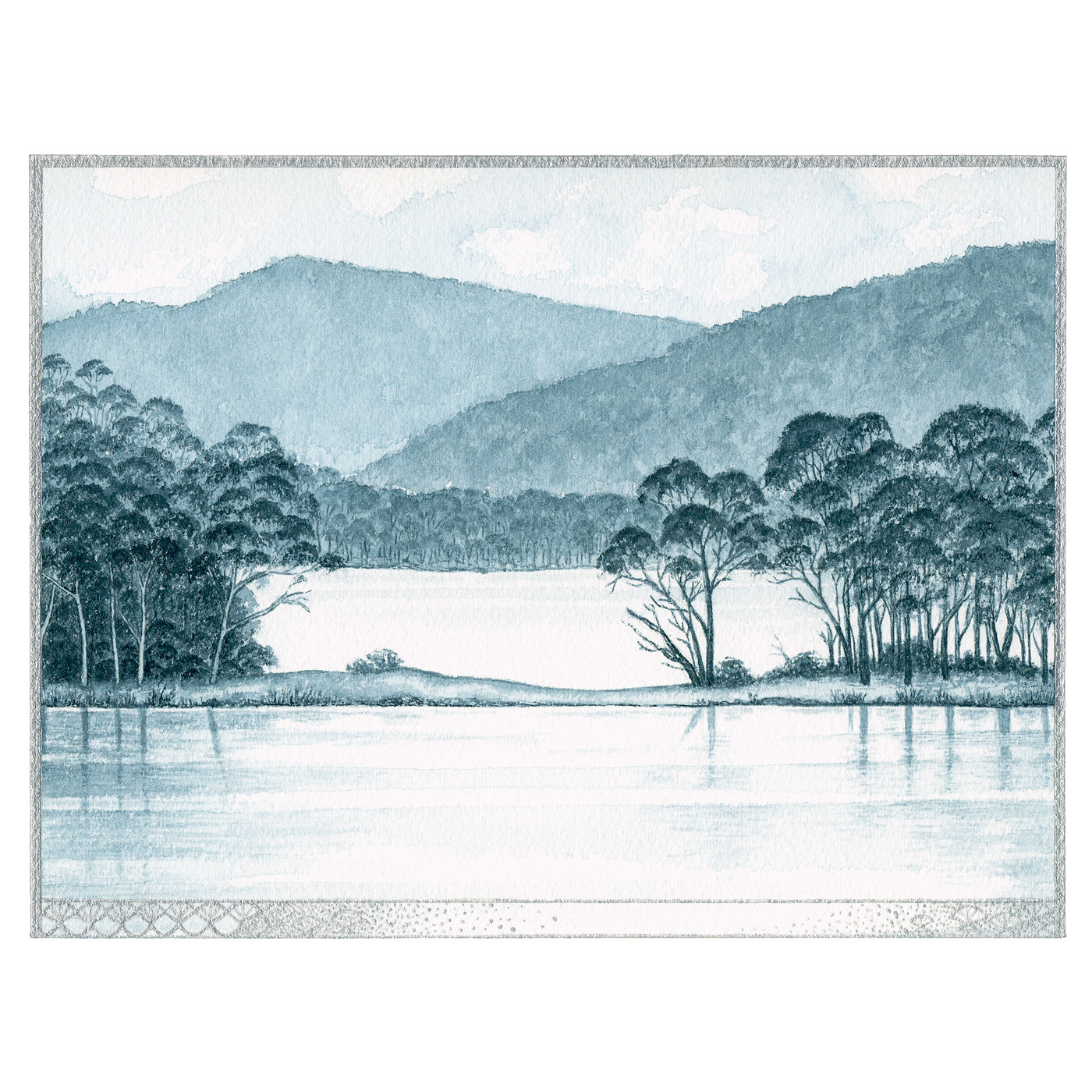 Sylvie Gerozisis - Landscapes of Tasmania - Art Print - Cloudy Bay Lagoon - Blue, Bruny Island