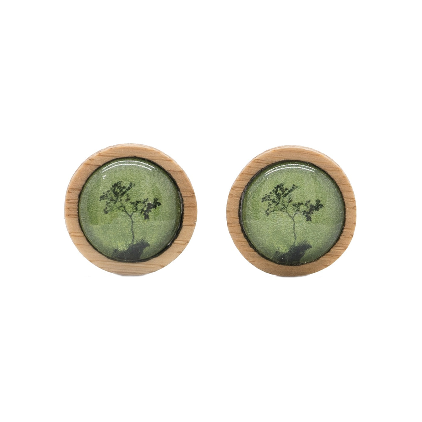 Myrtle & Me - Stud Earrings - Myrtle Tree - Metallic Green