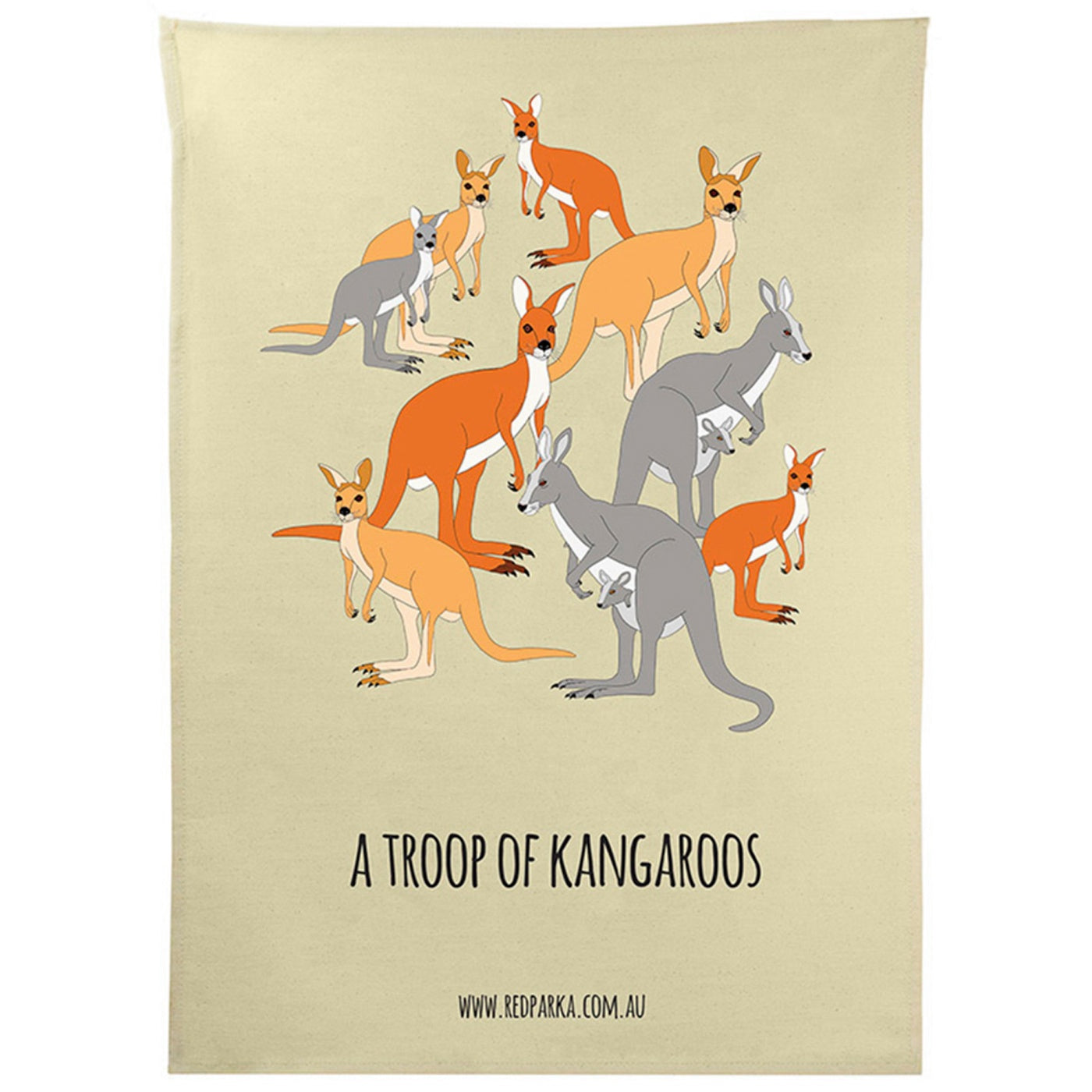 Red Parka - Tea Towel - A Troop of Kangaroos