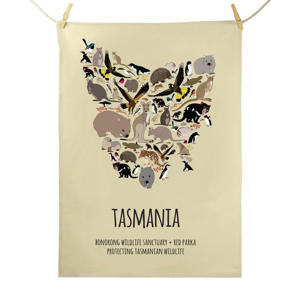 Red Parka - Tea Towel - Bonorong Wildlife Sanctuary Tasmania