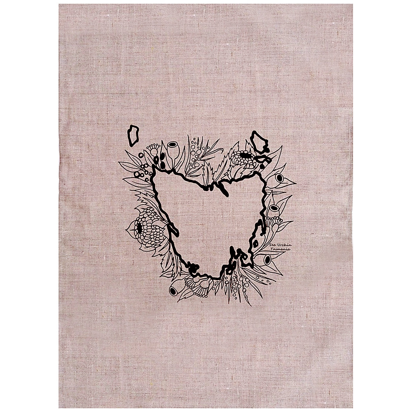 Sea Urchin Design – Tea Towel – Totally Tasmanian Map