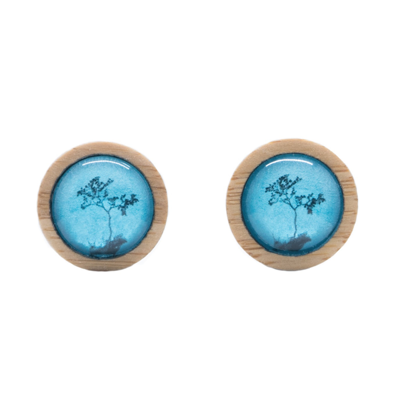 Myrtle & Me - Stud Earrings - Myrtle Tree - Metallic Blue