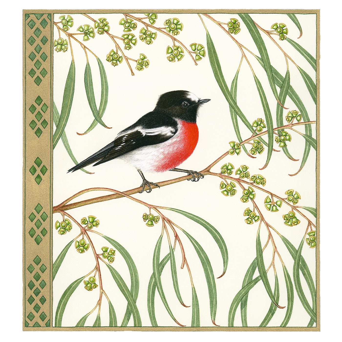 Sylvie Gerozisis - Birds of Tasmania - Art Print - Scarlet Robin