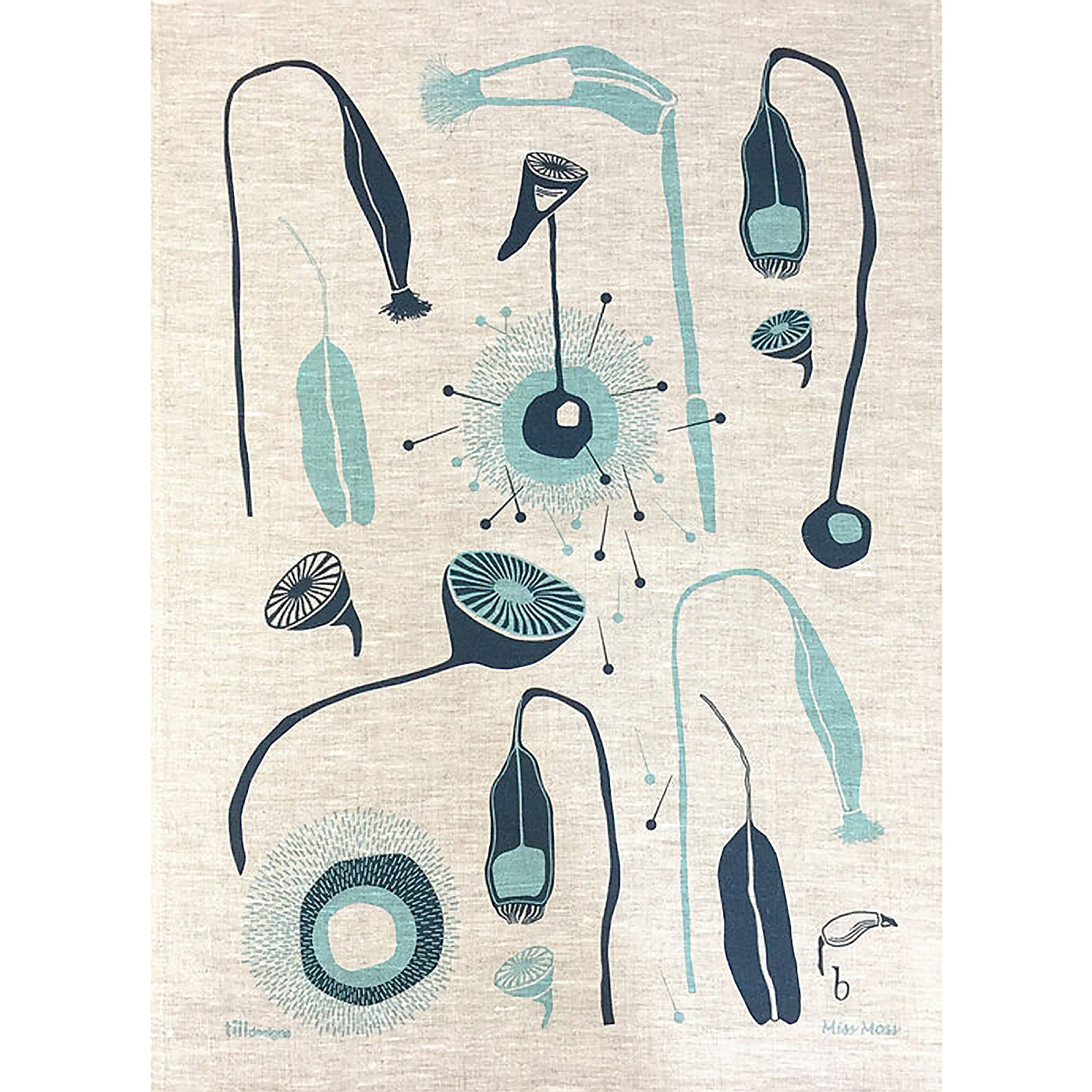 Till Designs - Tea Towel - Miss Moss - Blue
