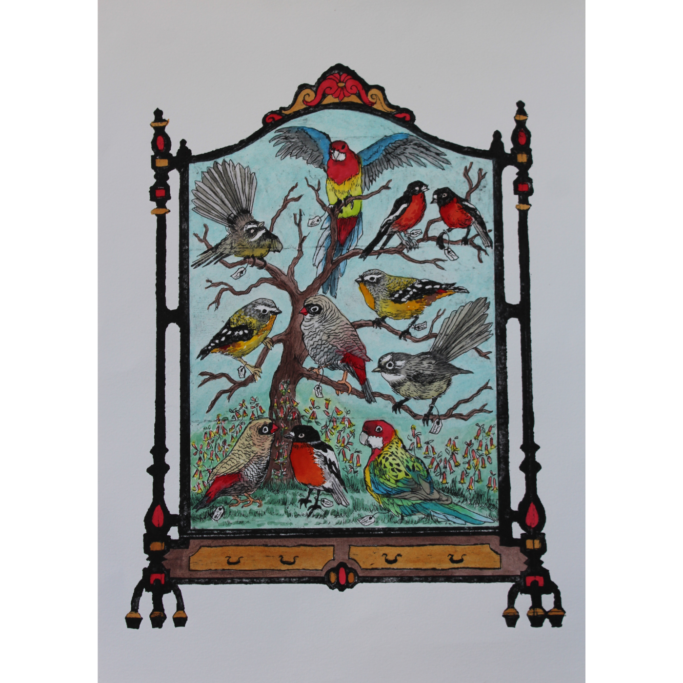 Anna Berger - Tasmanian birds and native fuchsia