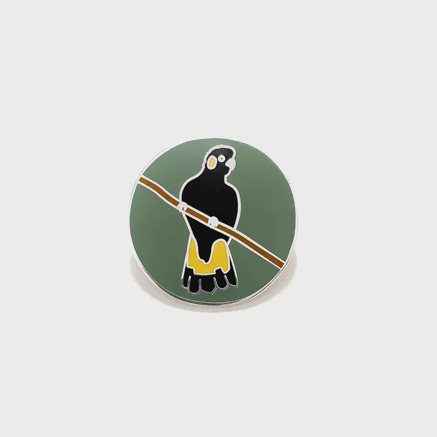 T.J.Finch - Enamel Pin - Yellow-Tailed Black Cockatoo (Olive)