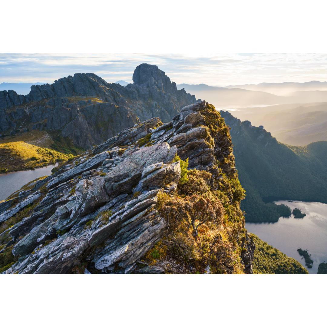 Grant Dixon - Quartzite peaks at dawn, southwest Tasmania